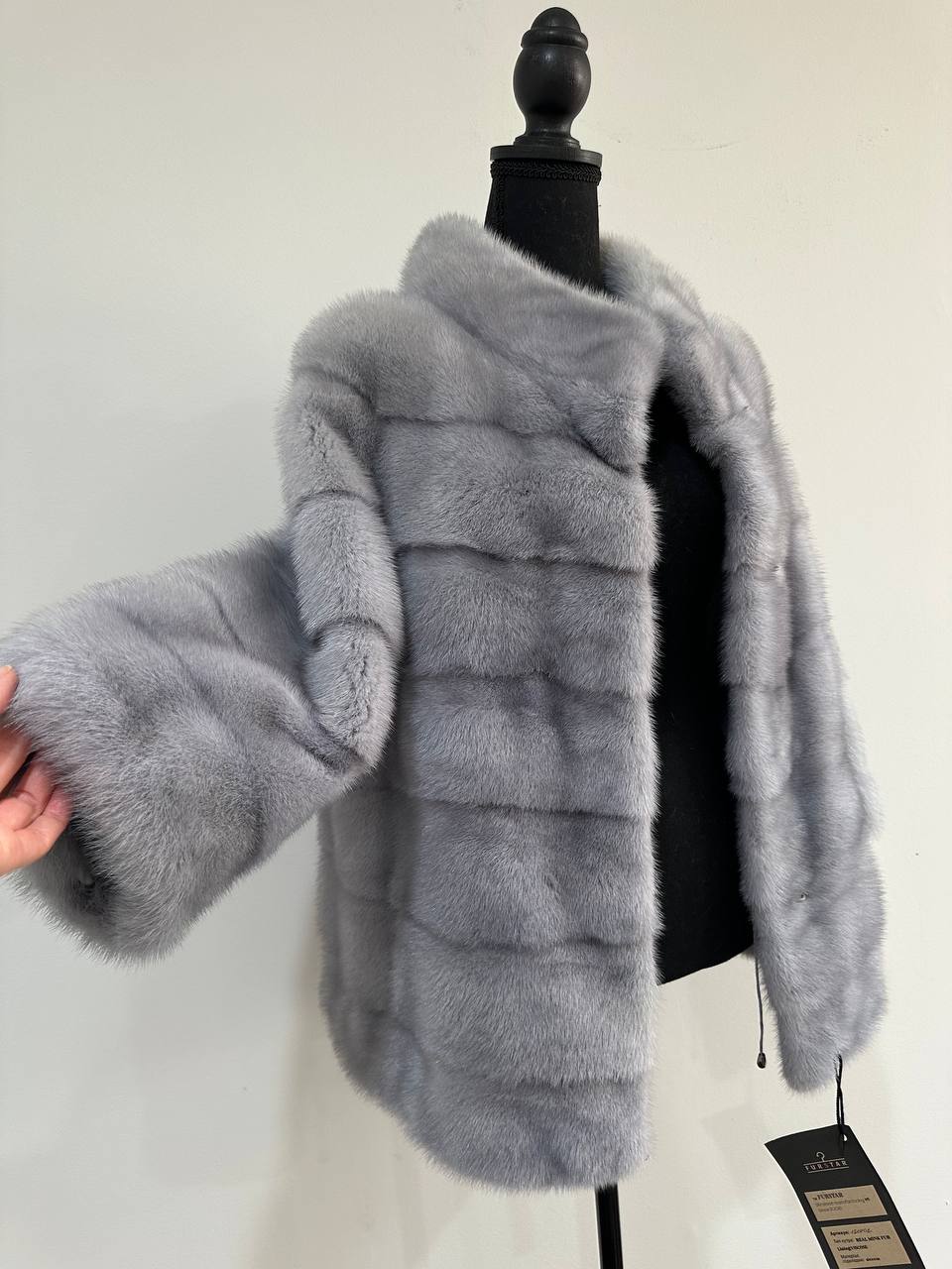 GENUINE MINK NEW REAL FUR coat Jacket  GREY color SUPER size S women 1201102