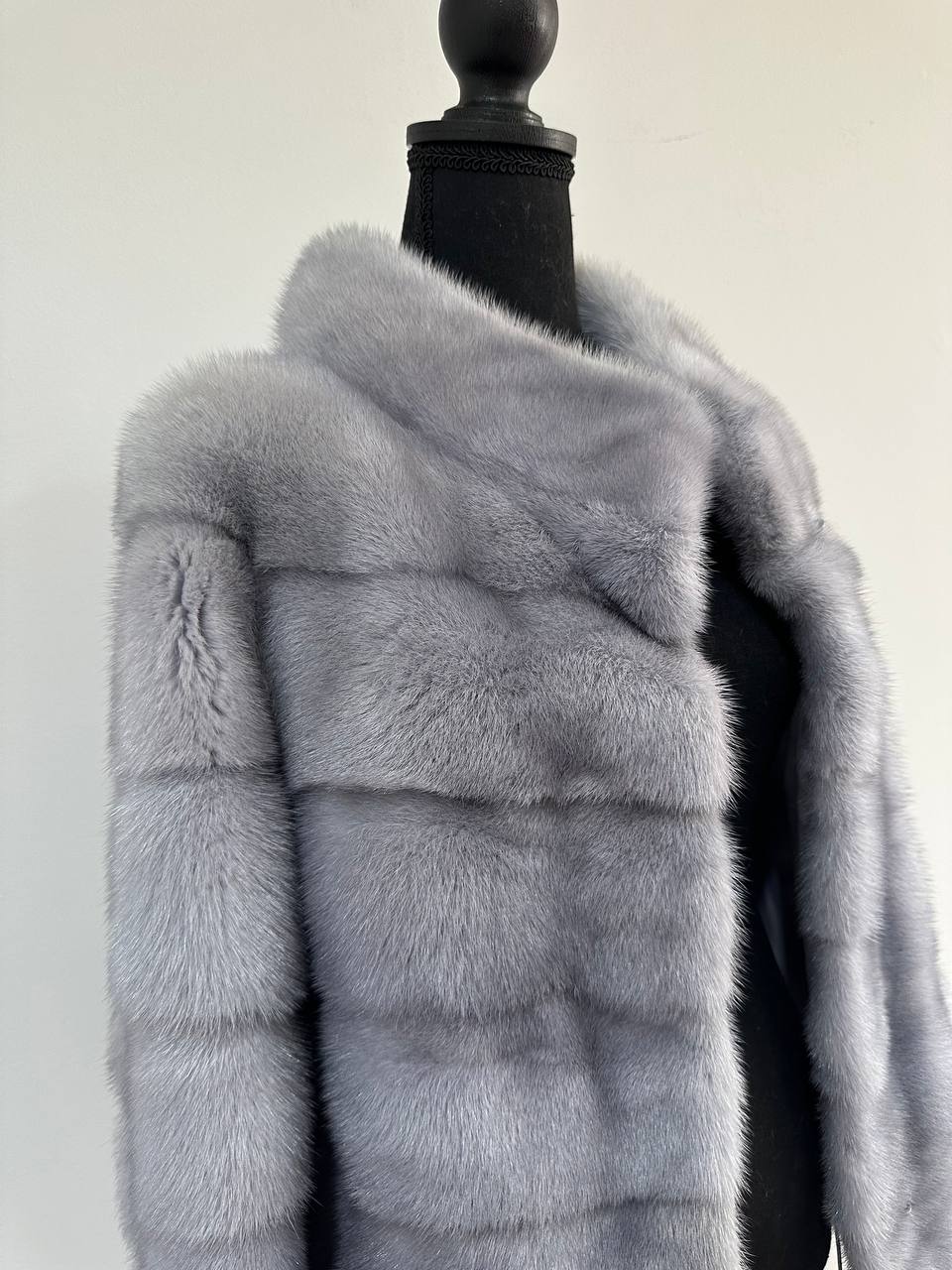 GENUINE MINK NEW REAL FUR coat Jacket  GREY color SUPER size S women 1201102