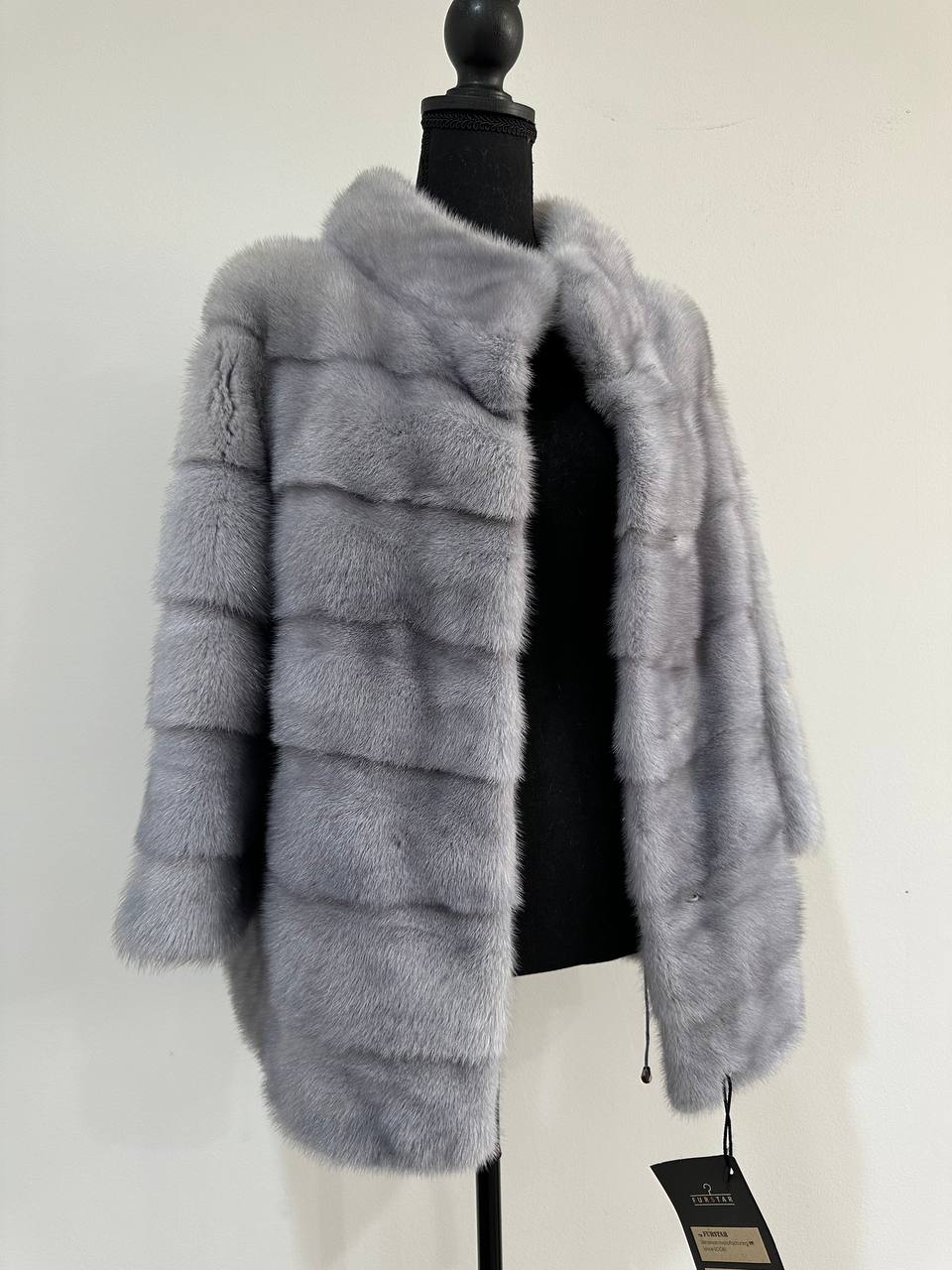 GENUINE MINK NEW REAL FUR coat Jacket  GREY color SUPER size S women 1201102