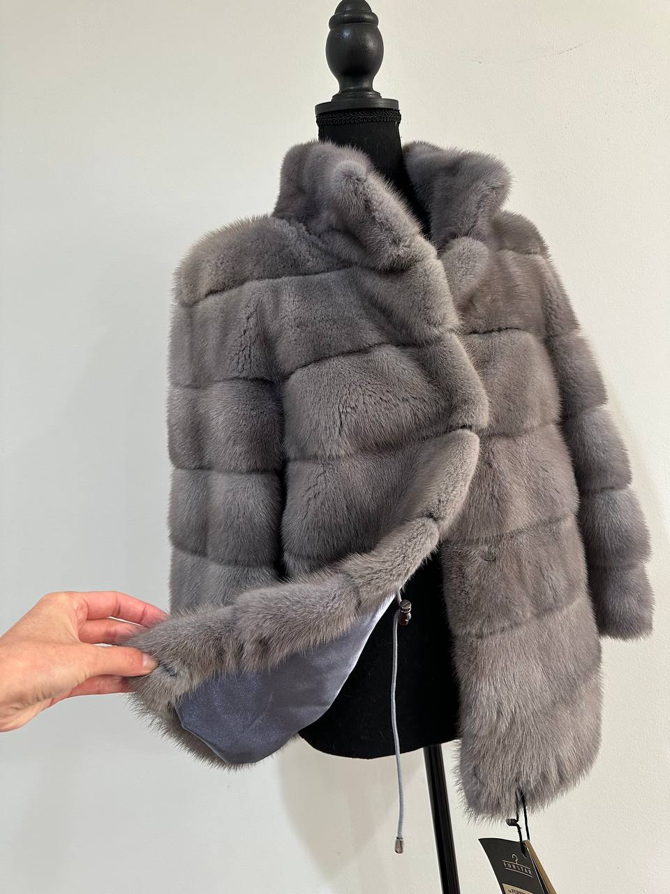 New Genuine REAL FUR 100% MINK coat Jacket  GREY SIZE XS women 1201019 FURSTAR