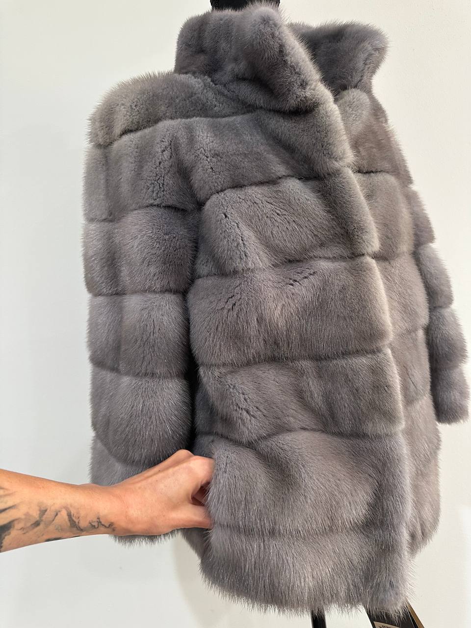 New Genuine REAL FUR 100% MINK coat Jacket  GREY SIZE XS women 1201019 FURSTAR