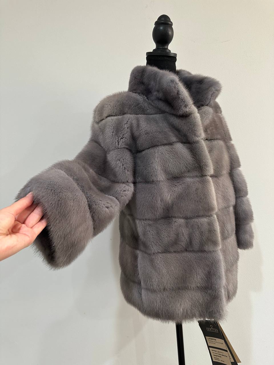 New Genuine REAL FUR 100% MINK coat Jacket  GREY SIZE XS women 1201019 FURSTAR