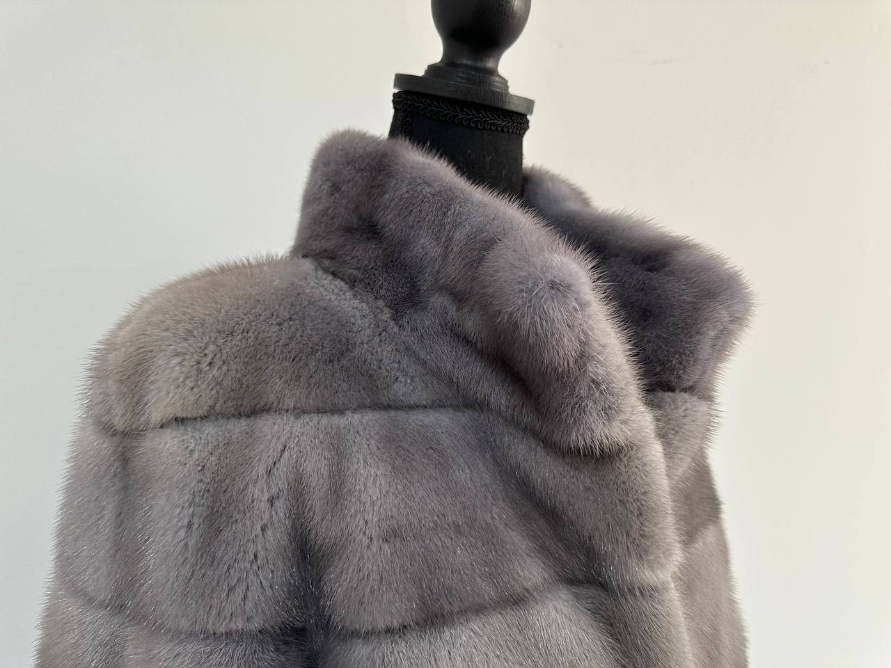 New Genuine REAL FUR 100% MINK coat Jacket  GREY SIZE XS women 1201019 FURSTAR