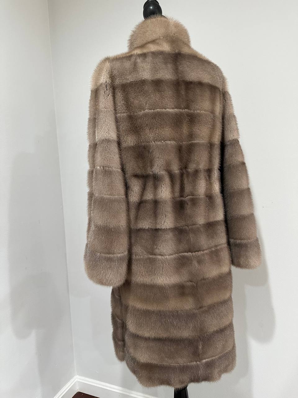 New LONG coat JACKET size M REAL FULL SKIN FUR MINK 1201059 HORIZONTAL
