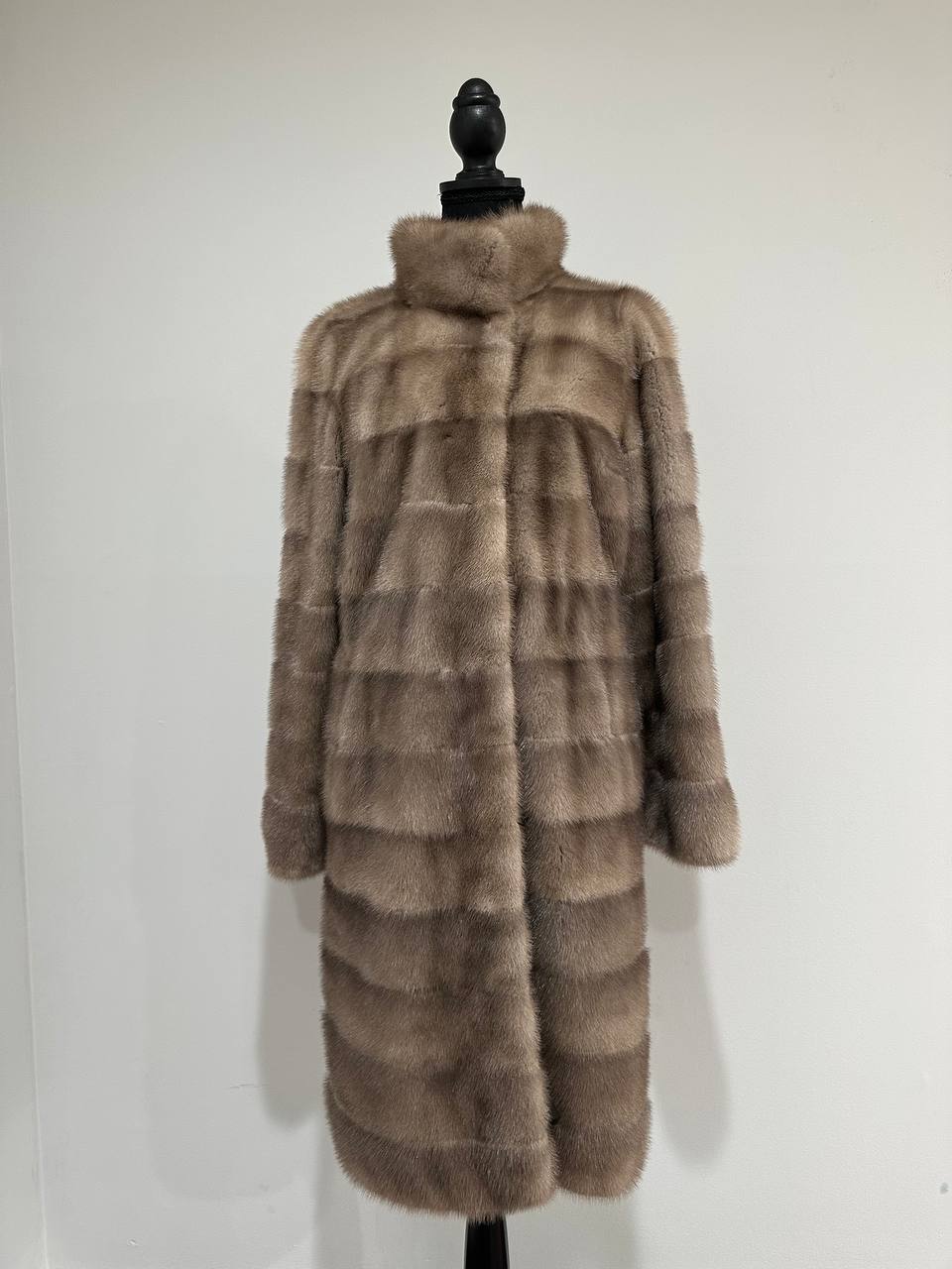 New LONG coat JACKET size M REAL FULL SKIN FUR MINK 1201059 HORIZONTAL