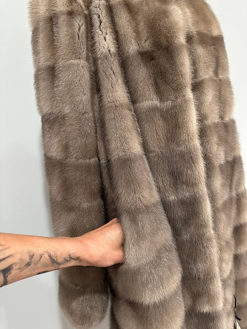 New LONG coat JACKET size M REAL FULL SKIN FUR MINK 1201059 HORIZONTAL