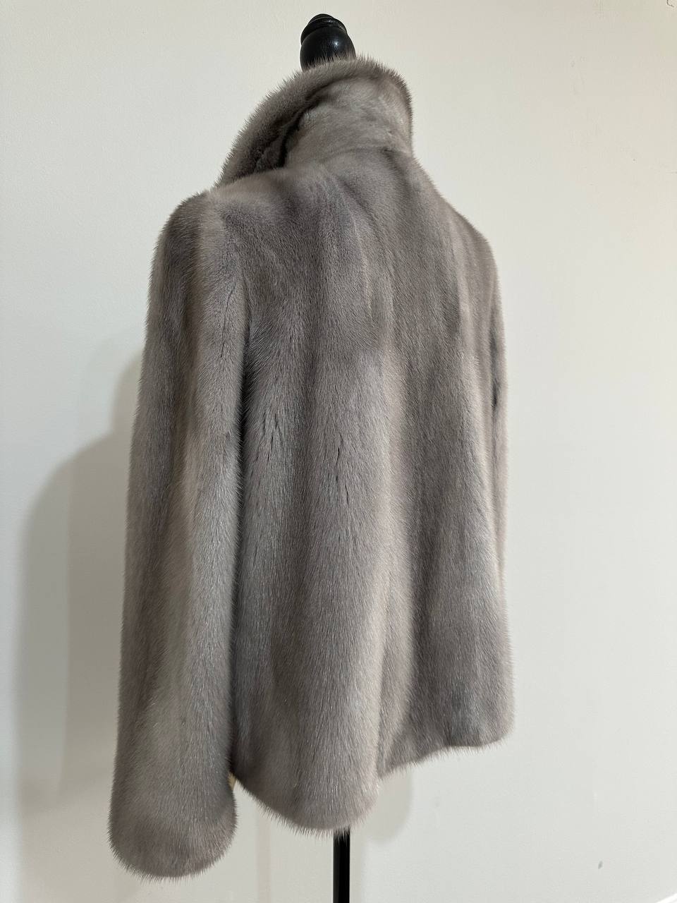 WOMEN New MINK FUR SHORT coat JACKET size M REAL FULL SKIN 1201120 GREY