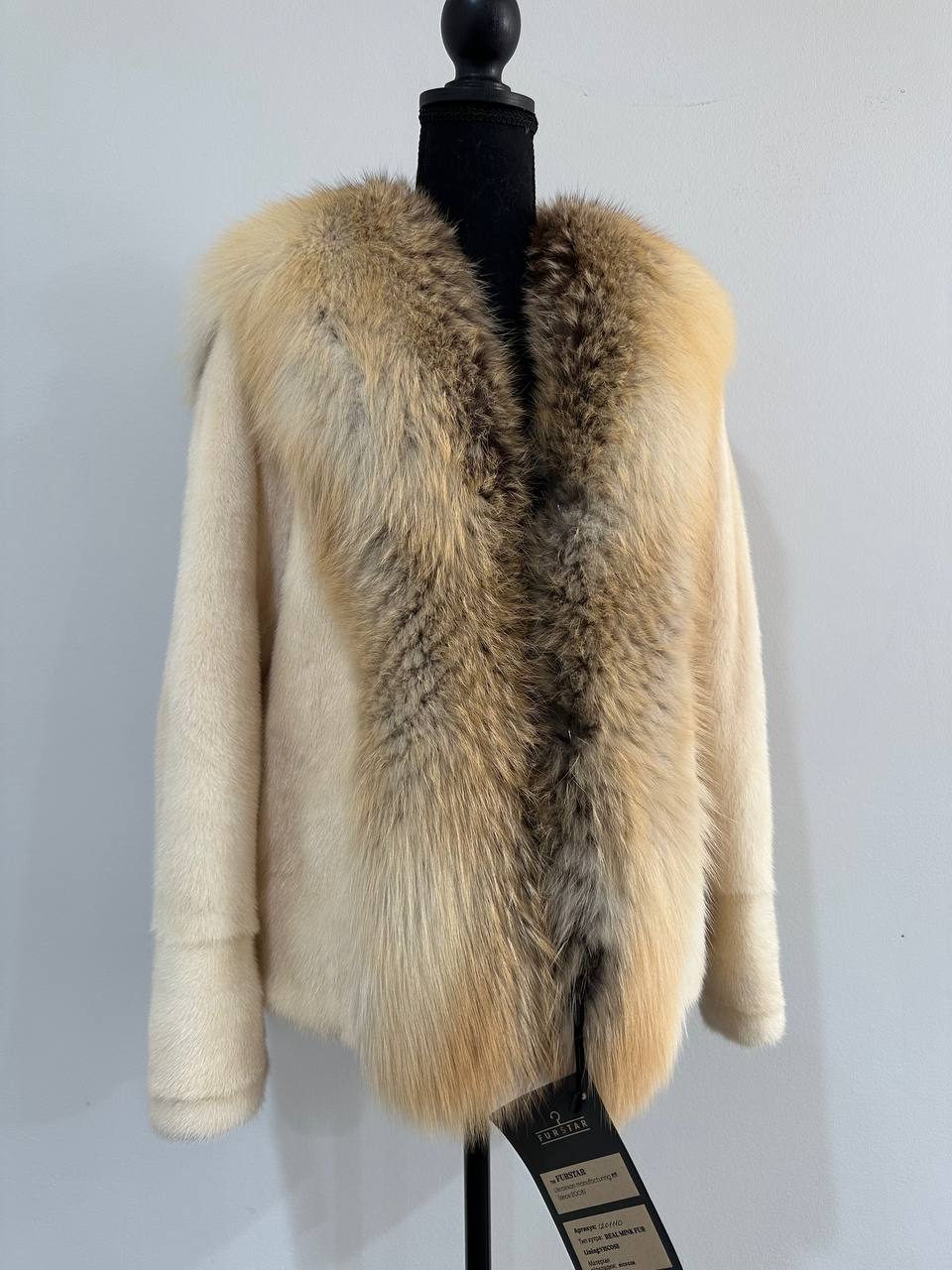 Luxury Womens Real 100% Mink FUR CREAM FOX genuine coat 1201110 size S NEW JACKET
