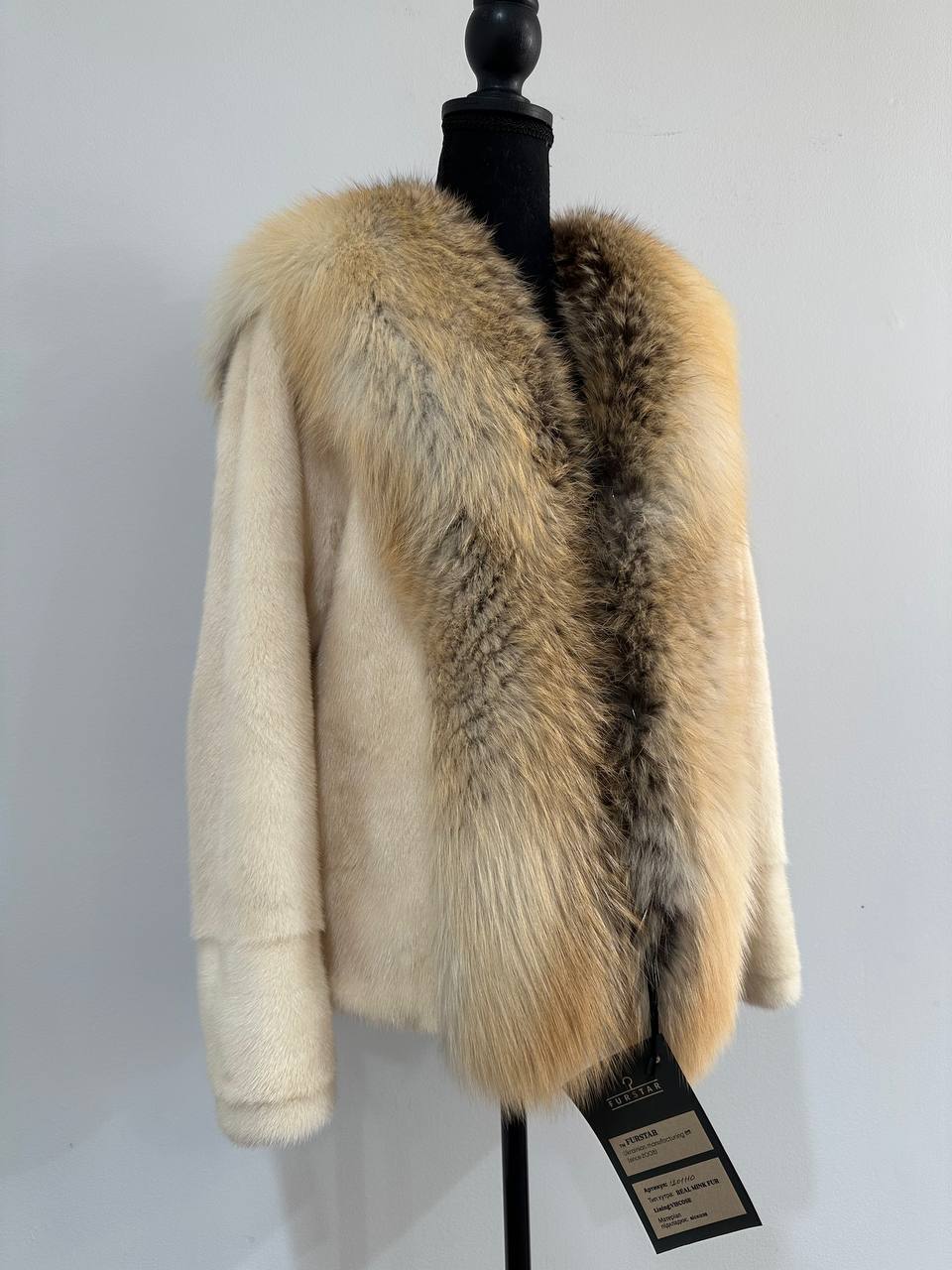 Luxury Womens Real 100% Mink FUR CREAM FOX genuine coat 1201110 size S NEW JACKET