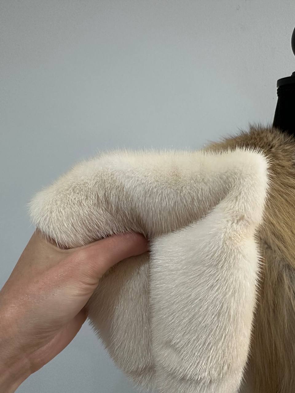 Luxury Womens Real 100% Mink FUR CREAM FOX genuine coat 1201110 size S NEW JACKET