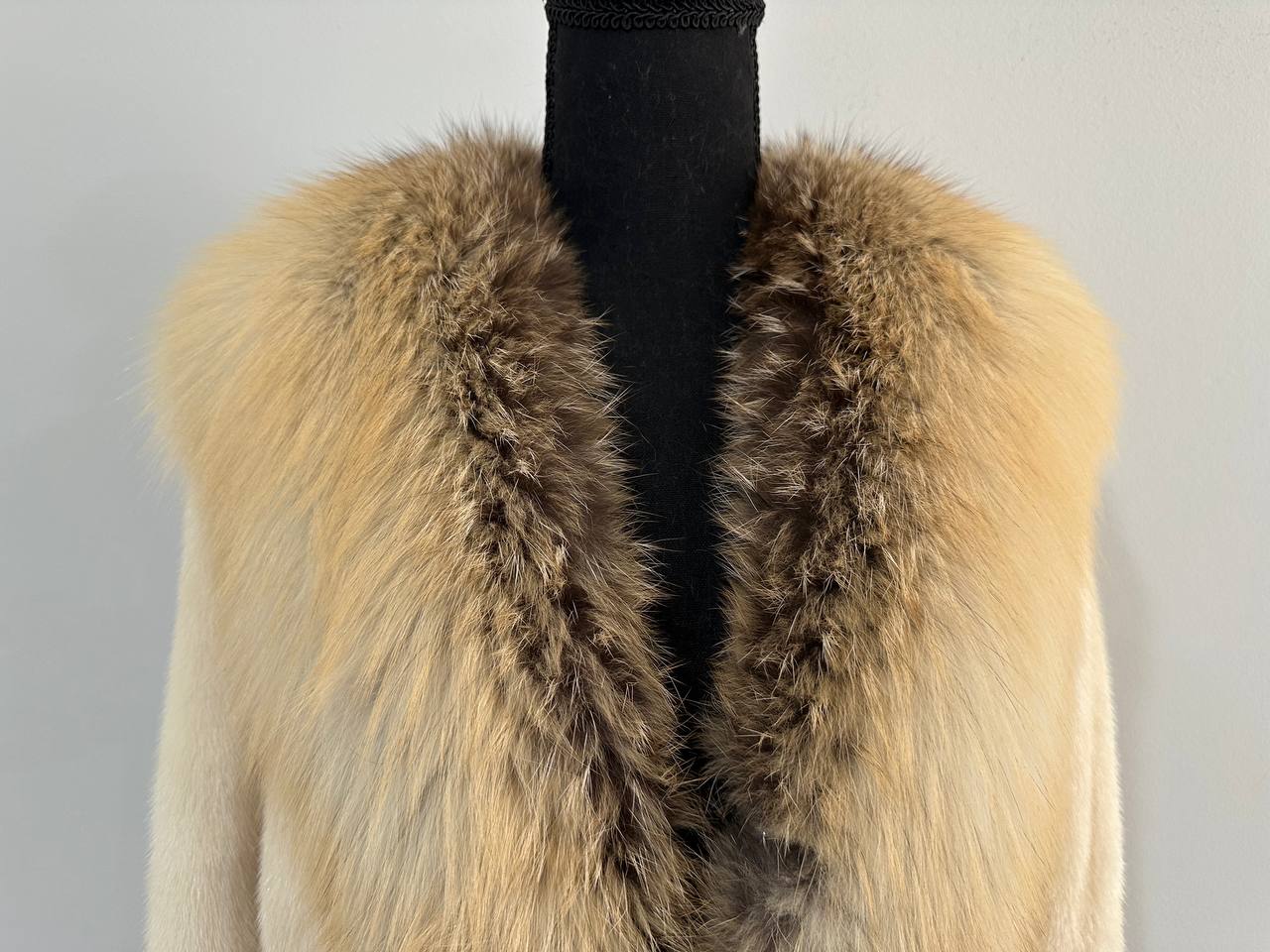 Luxury Womens Real 100% Mink FUR CREAM FOX genuine coat 1201110 size S NEW JACKET