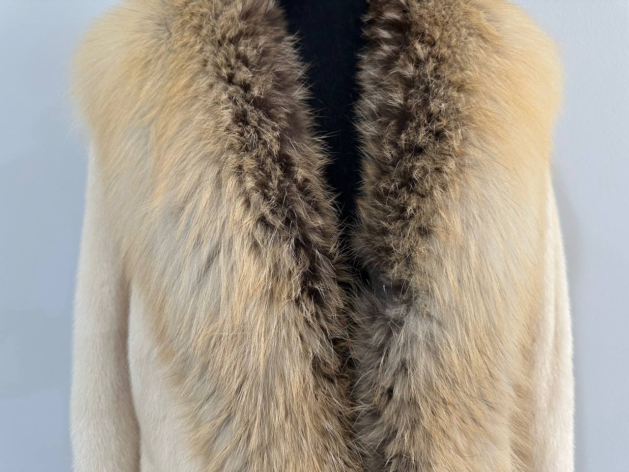 Luxury Womens Real 100% Mink FUR CREAM FOX genuine coat 1201110 size S NEW JACKET