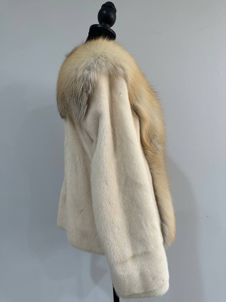 Luxury Womens Real 100% Mink FUR CREAM FOX genuine coat 1201110 size S NEW JACKET