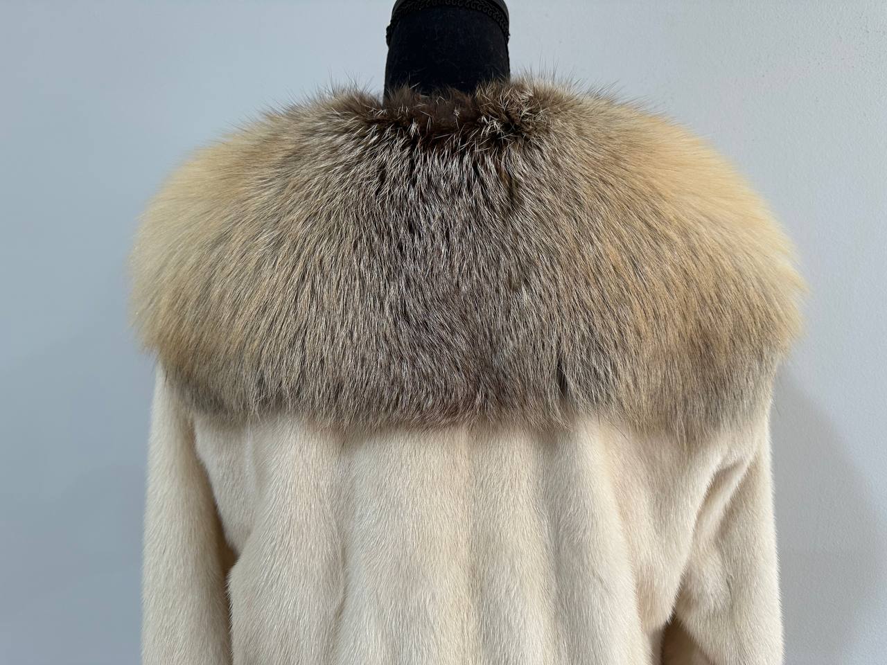 Luxury Womens Real 100% Mink FUR CREAM FOX genuine coat 1201110 size S NEW JACKET