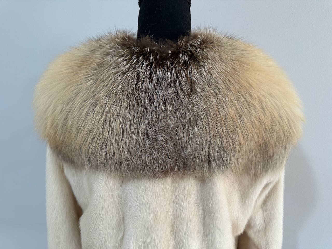Luxury Womens Real 100% Mink FUR CREAM FOX genuine coat 1201110 size S NEW JACKET
