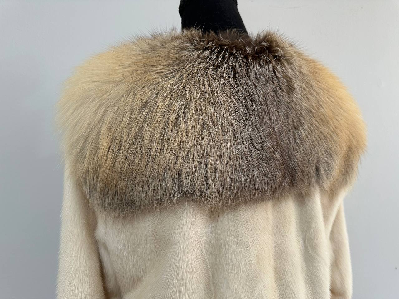 Luxury Womens Real 100% Mink FUR CREAM FOX genuine coat 1201110 size S NEW JACKET