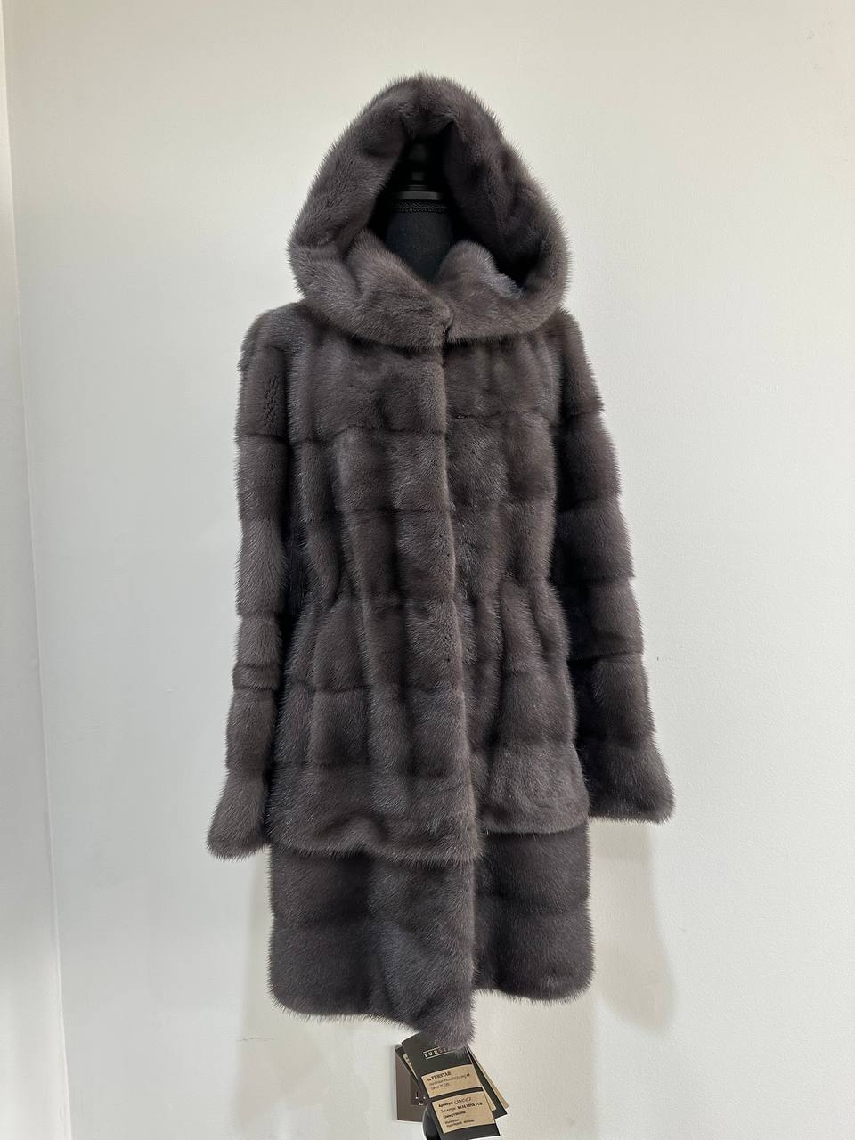 New MINK GENUIINE FUR coat size S GREY mink solid plates 1201054 HORIZONTAL