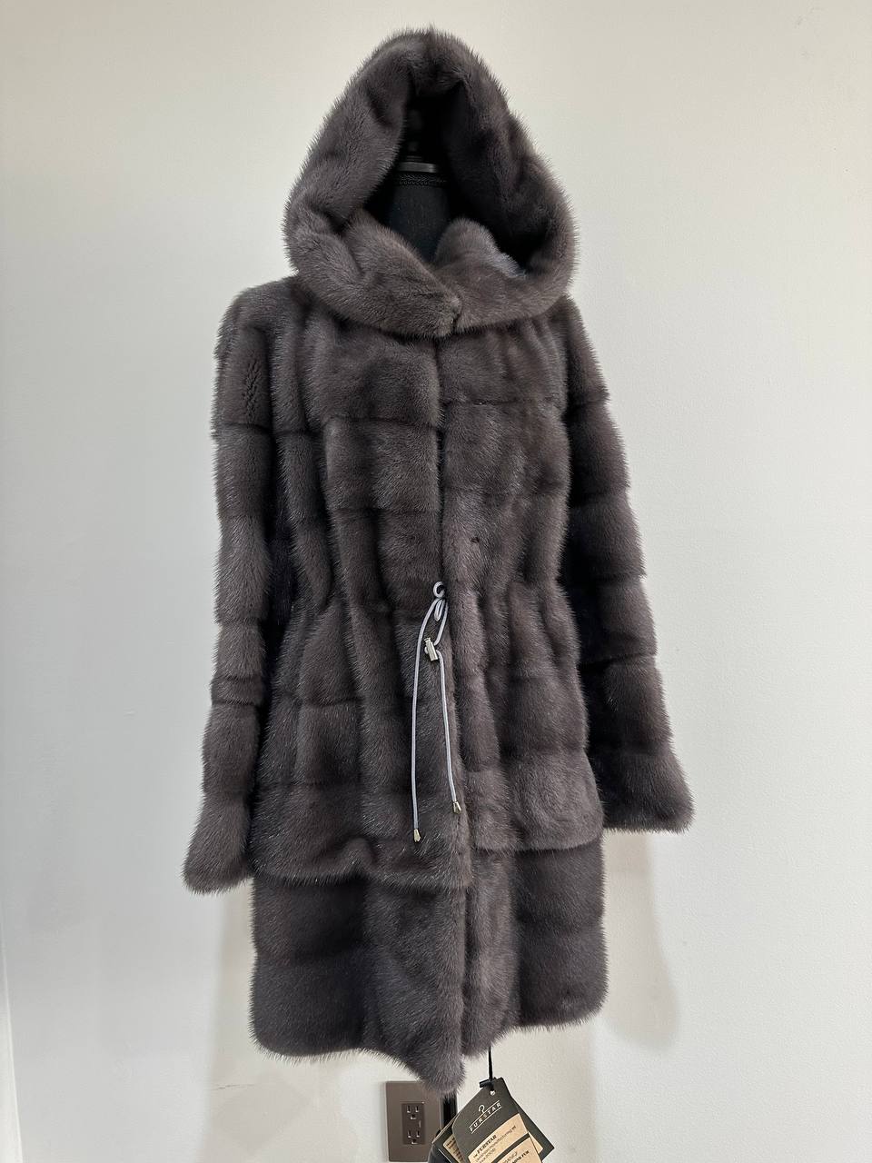 New MINK GENUIINE FUR coat size S GREY mink solid plates 1201054 HORIZONTAL