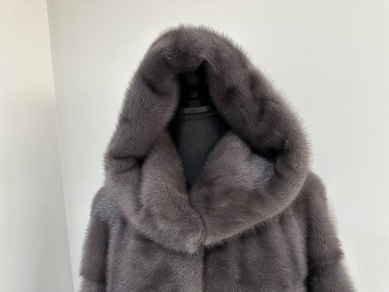 New MINK GENUIINE FUR coat size S GREY mink solid plates 1201054 HORIZONTAL