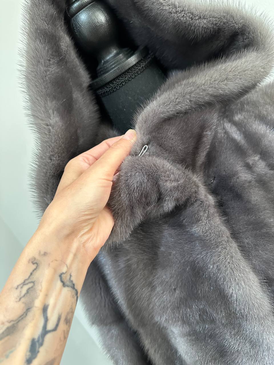 New MINK GENUIINE FUR coat size S GREY mink solid plates 1201054 HORIZONTAL