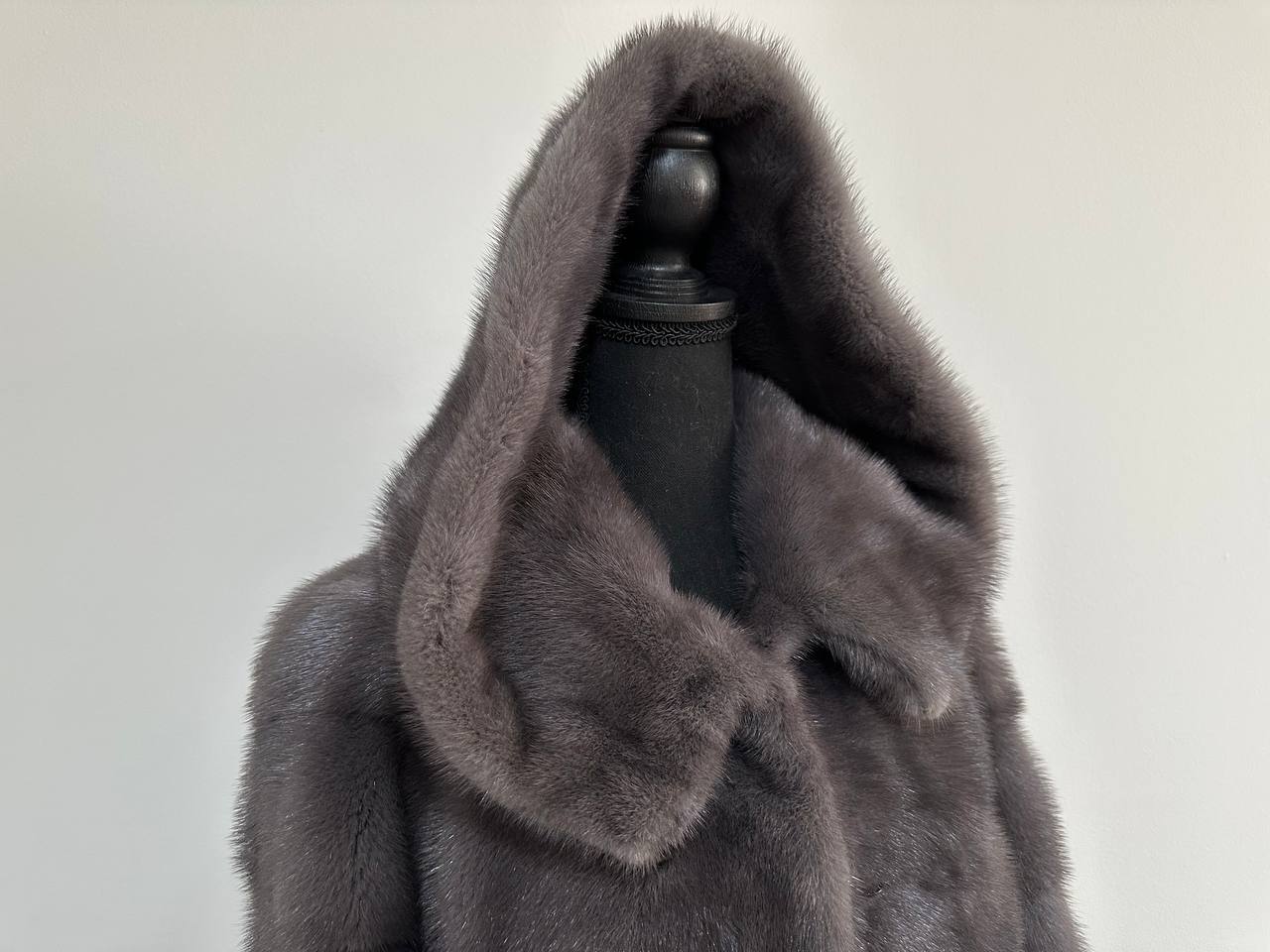 New MINK GENUIINE FUR coat size S GREY mink solid plates 1201054 HORIZONTAL