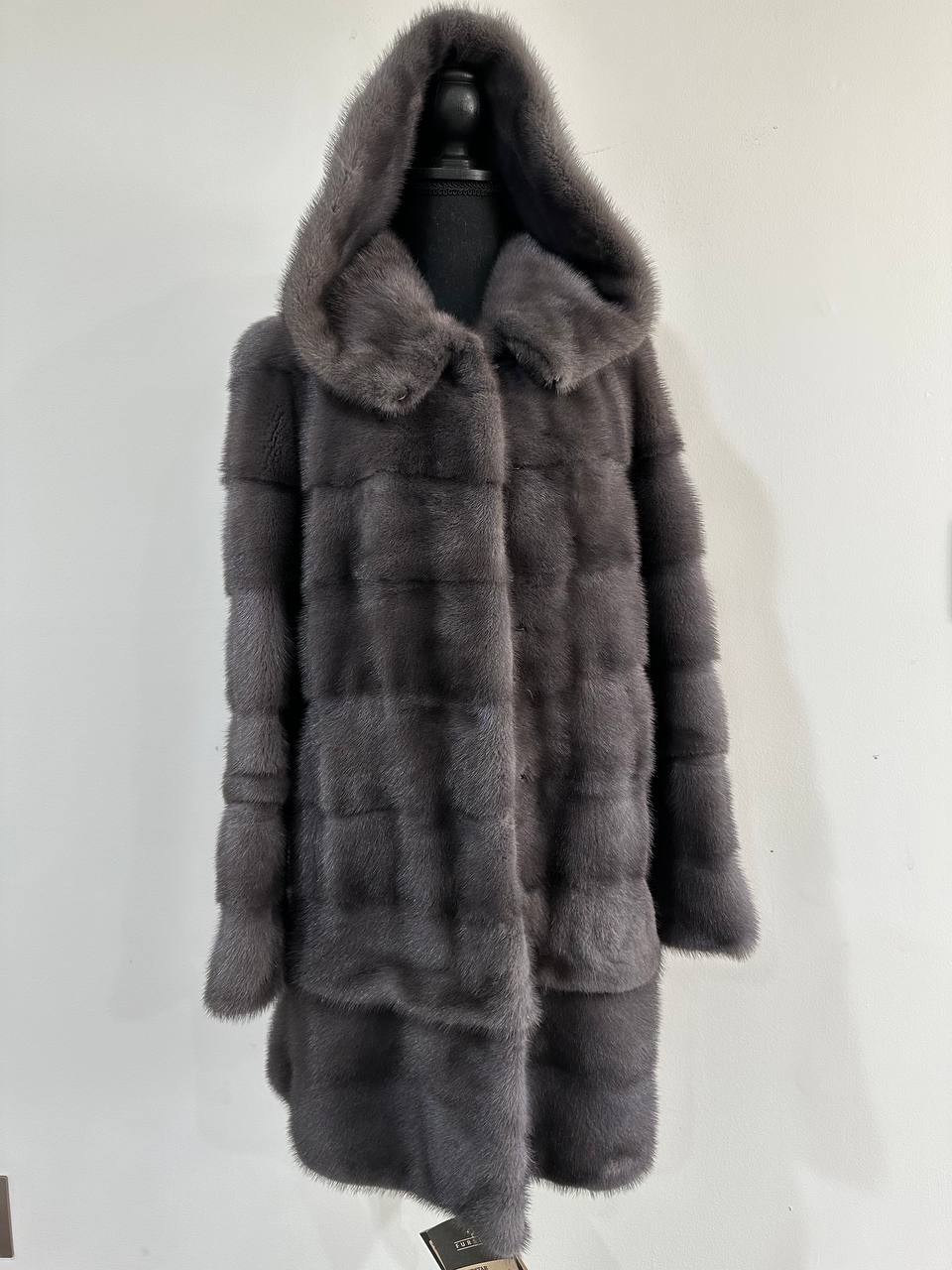 New MINK GENUIINE FUR coat size S GREY mink solid plates 1201054 HORIZONTAL