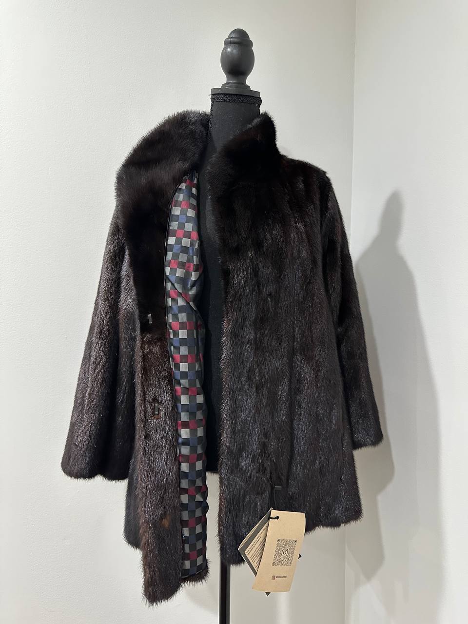 Luxury Womens Real Mink Fur jacket coat 1109778 BLACK genuine fur size L NEW