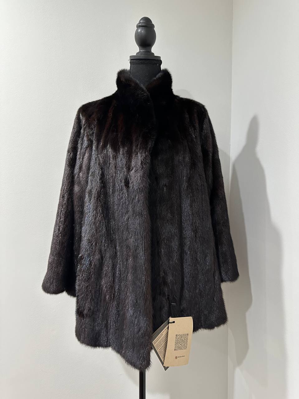 Luxury Womens Real Mink Fur jacket coat 1109778 BLACK genuine fur size L NEW
