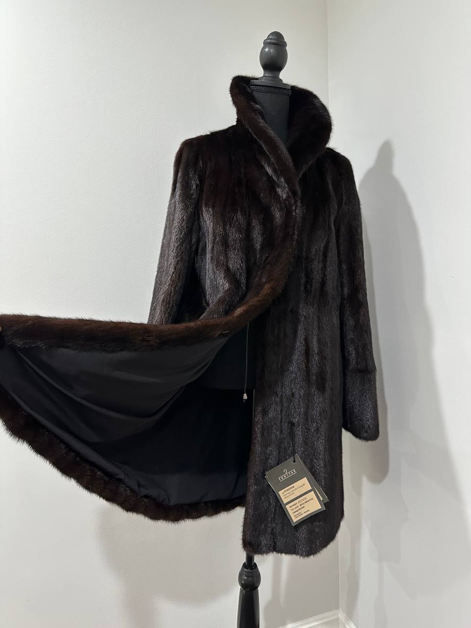 REAL 100% Genuine Mink FUR coat DEEP brown color size M NEW 1109891 WOMEN