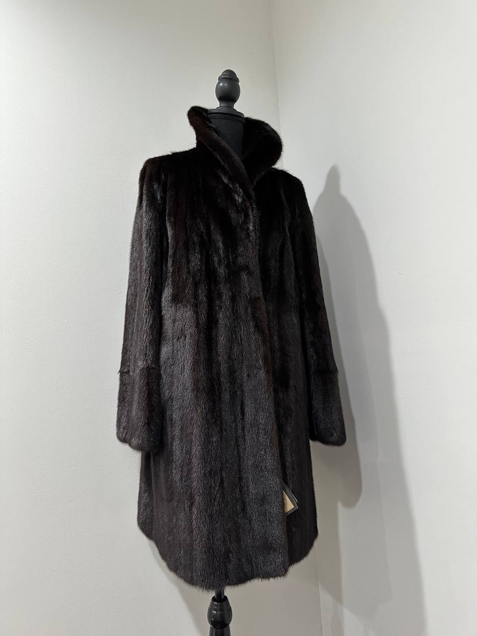 REAL 100% Genuine Mink FUR coat DEEP brown color size M NEW 1109891 WOMEN