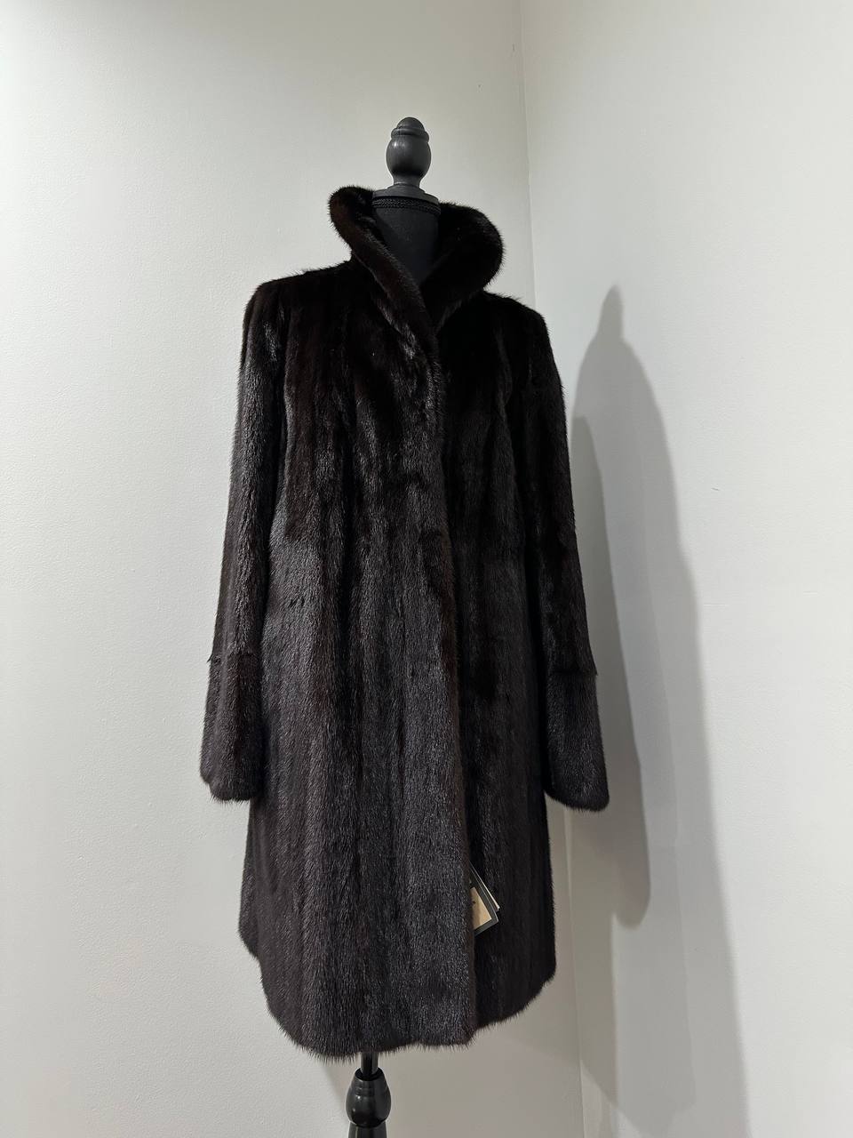 REAL 100% Genuine Mink FUR coat DEEP brown color size M NEW 1109891 WOMEN