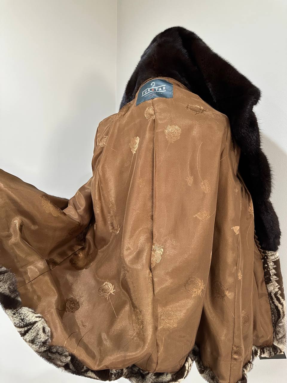 New women Real Natural Luxurious Sheared Mink Fur Coat with Hood 1201087 size M belt