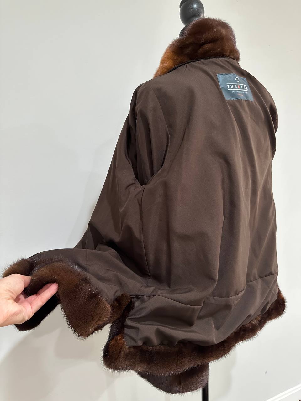New Real Luxury Mink Fur Coat with Dramatic Flared “Butterfly” Sleeves size L 1201122