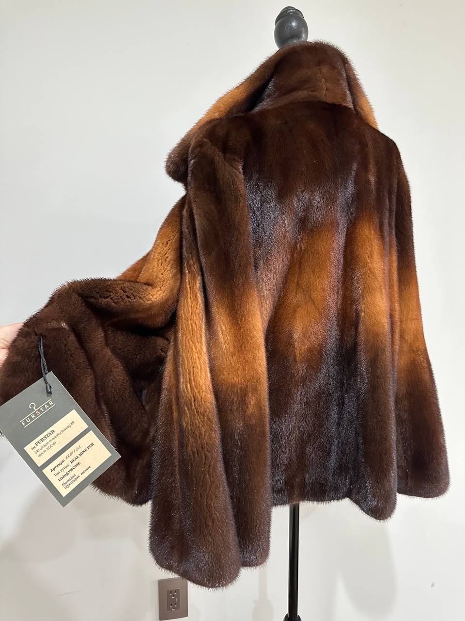 New Real Luxury Mink Fur Coat with Dramatic Flared “Butterfly” Sleeves size L 1201122