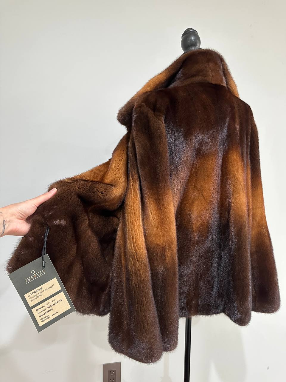 New Real Luxury Mink Fur Coat with Dramatic Flared “Butterfly” Sleeves size L 1201122