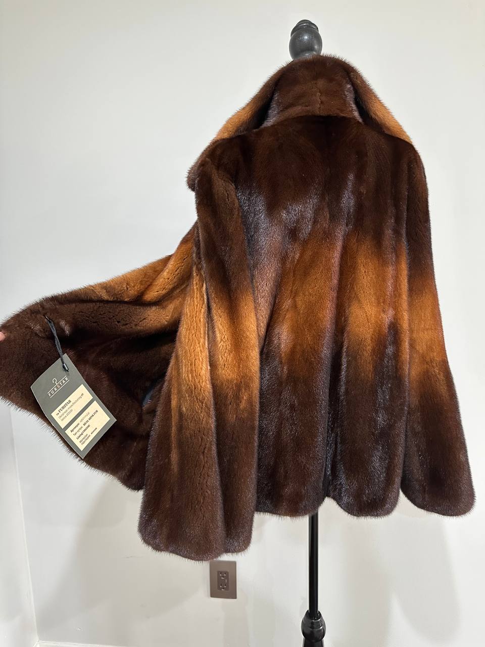 New Real Luxury Mink Fur Coat with Dramatic Flared “Butterfly” Sleeves size L 1201122