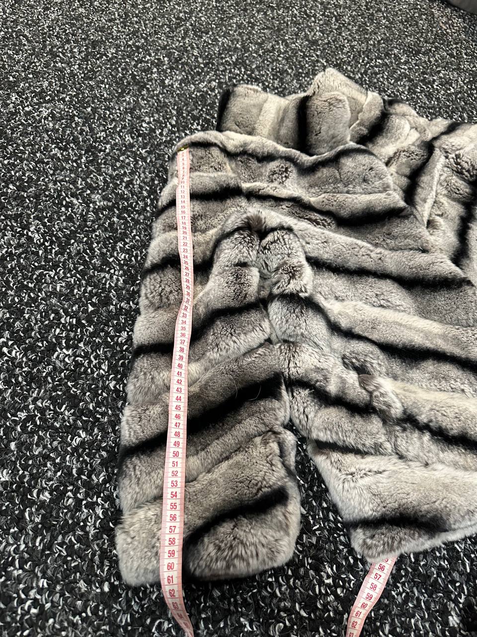 NEW Chinchilla Look Rex Rabbit Fur Jacket – Soft Luxury Coat – Size M 1201139
