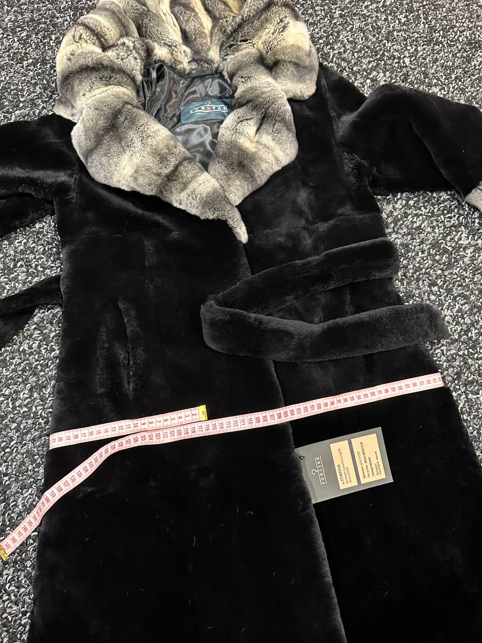 NEW Rex Rabbit Fur Collar Jacket – 1201137 Chinchilla REX size M with Golden Gradient
