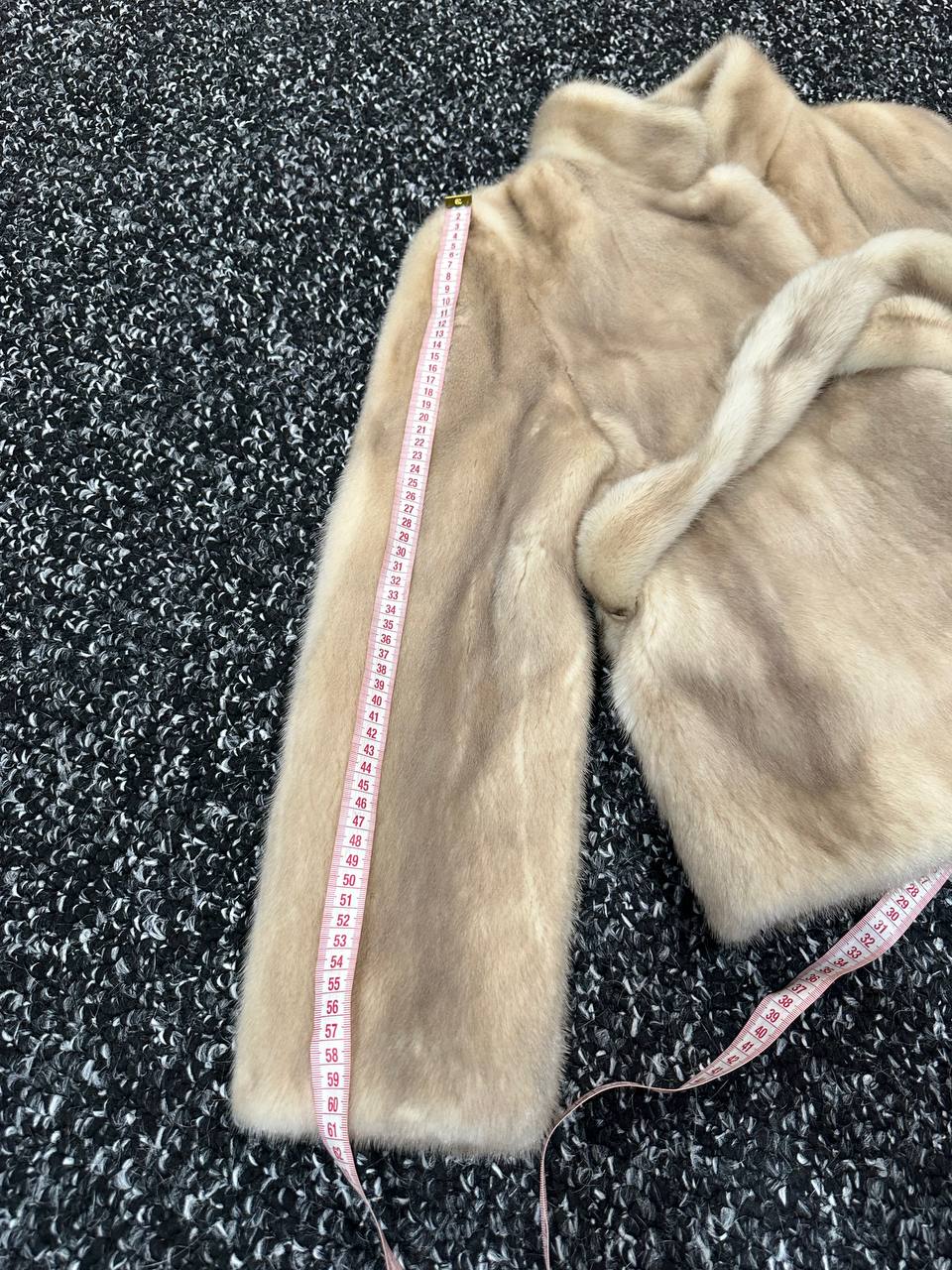 NEW Beige Pastel Mink Fur Jacket – Short Coat Size S 1201136 belted Elegant Warm