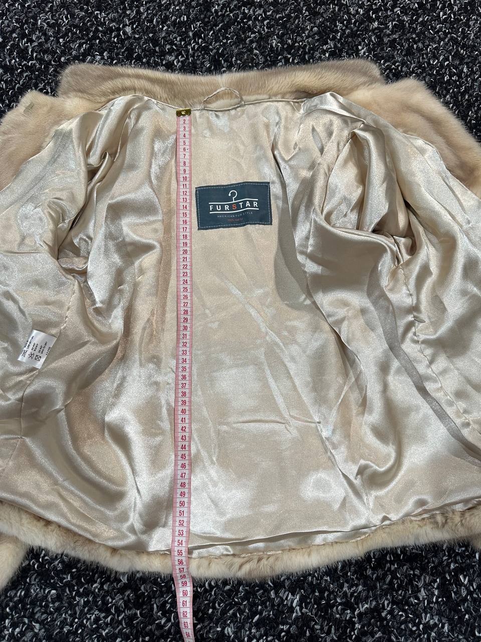 NEW Beige Pastel Mink Fur Jacket – Short Coat Size S 1201136 belted Elegant Warm