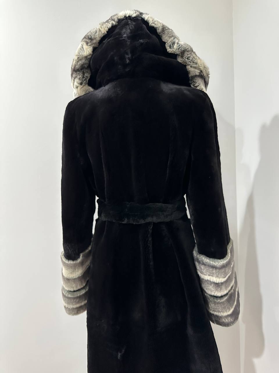 NEW Rex Rabbit Fur Collar Jacket – 1201137 Chinchilla REX size M with Golden Gradient