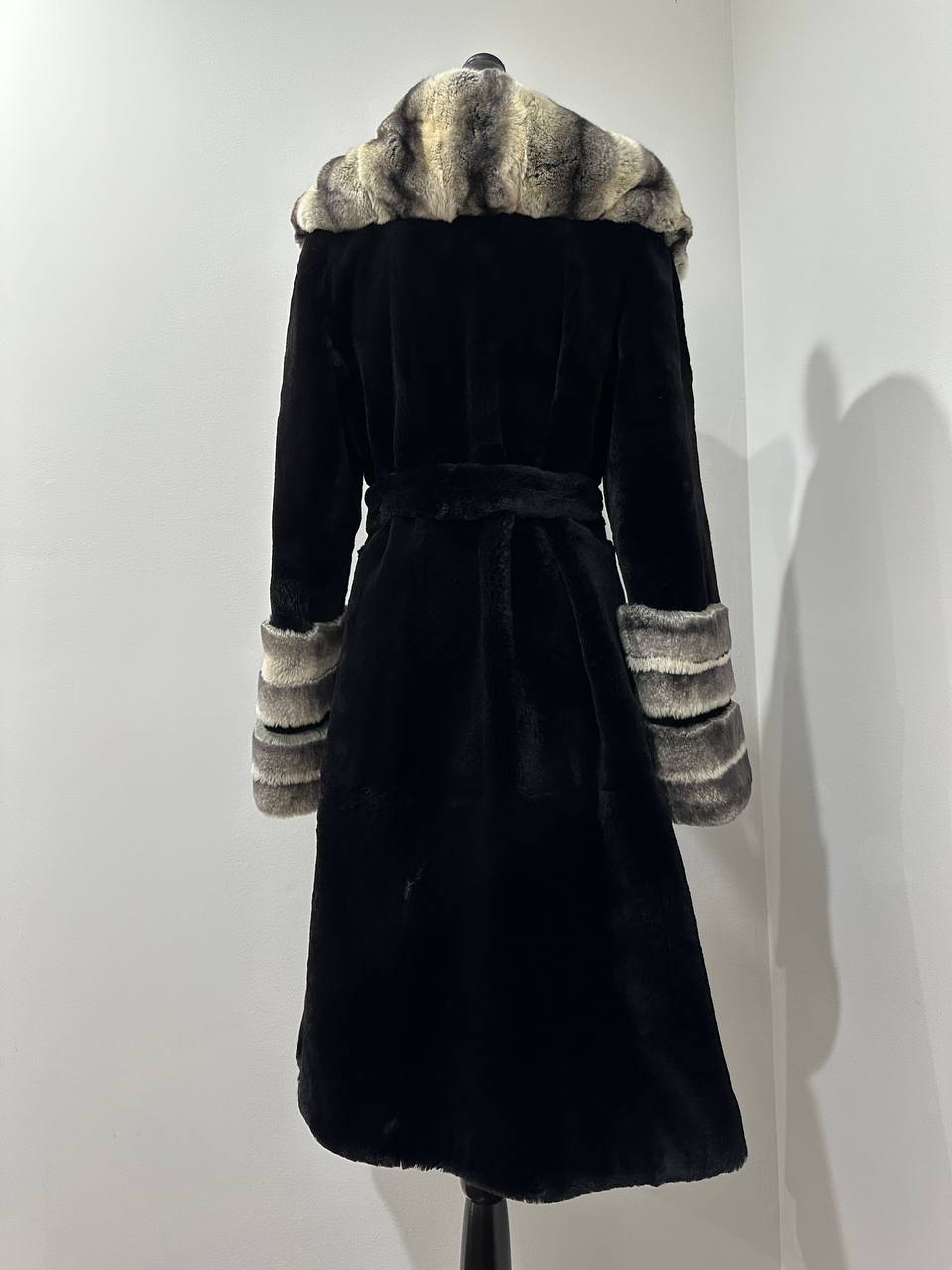 NEW Rex Rabbit Fur Collar Jacket – 1201137 Chinchilla REX size M with Golden Gradient