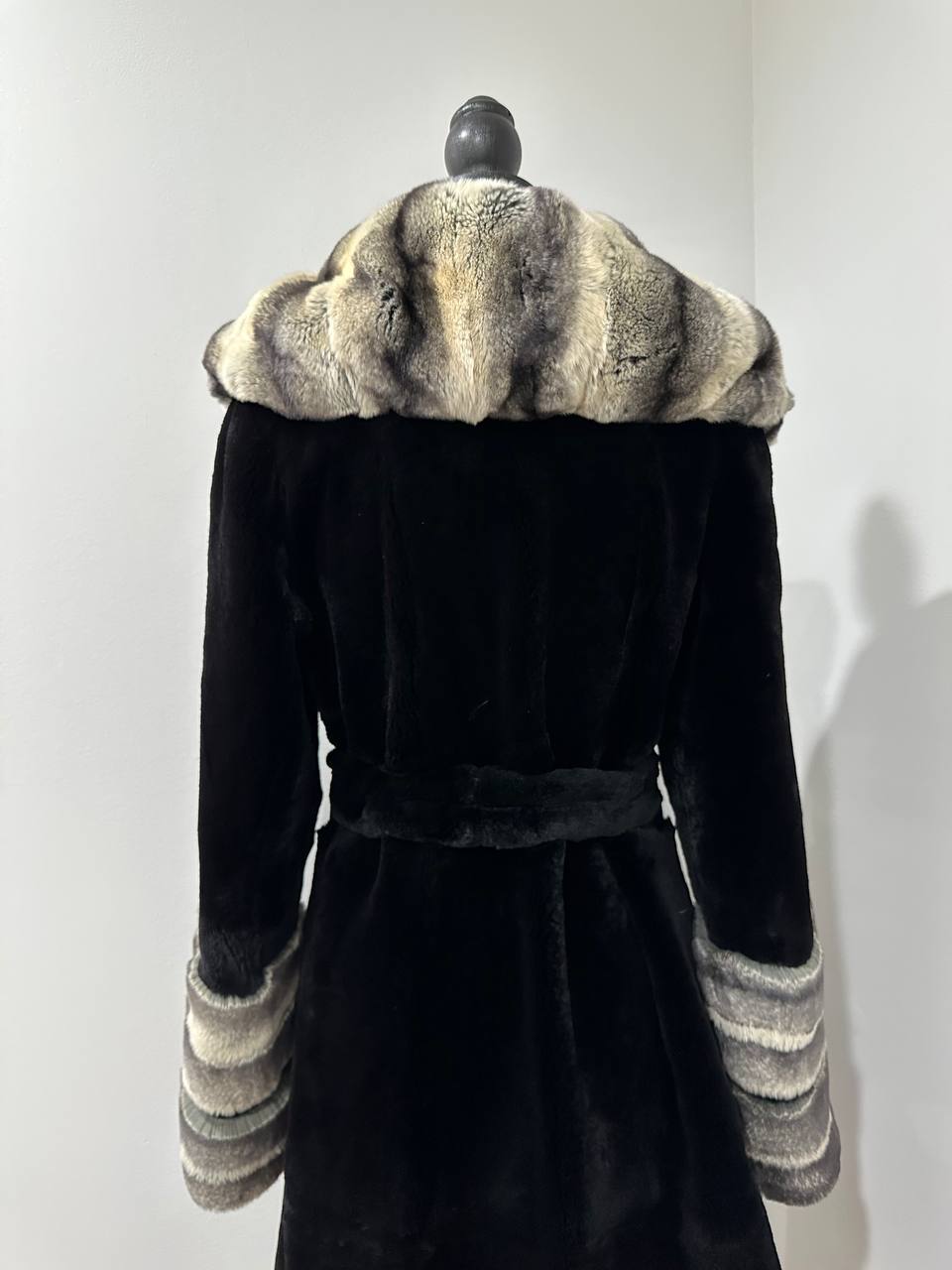 NEW Rex Rabbit Fur Collar Jacket – 1201137 Chinchilla REX size M with Golden Gradient