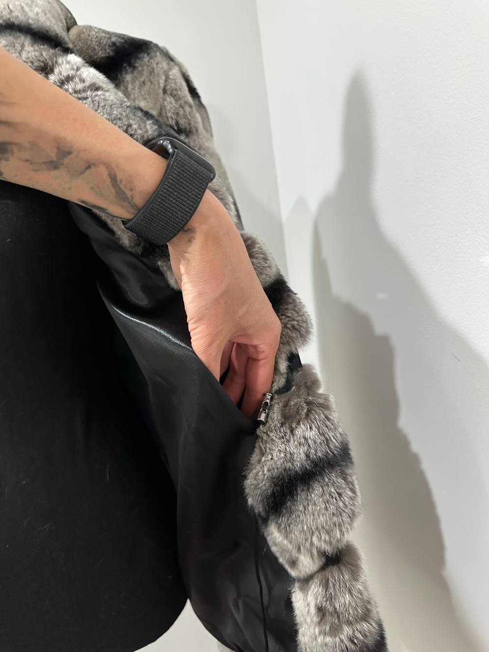 NEW Chinchilla Look Rex Rabbit Fur Jacket – Soft Luxury Coat – Size M 1201139