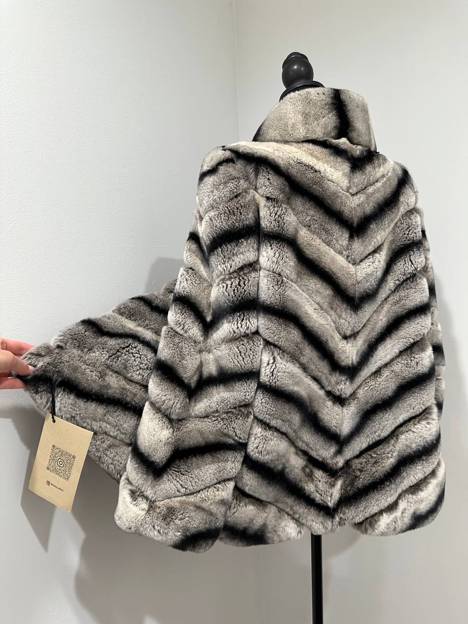 NEW Chinchilla Look Rex Rabbit Fur Jacket – Soft Luxury Coat – Size M 1201139