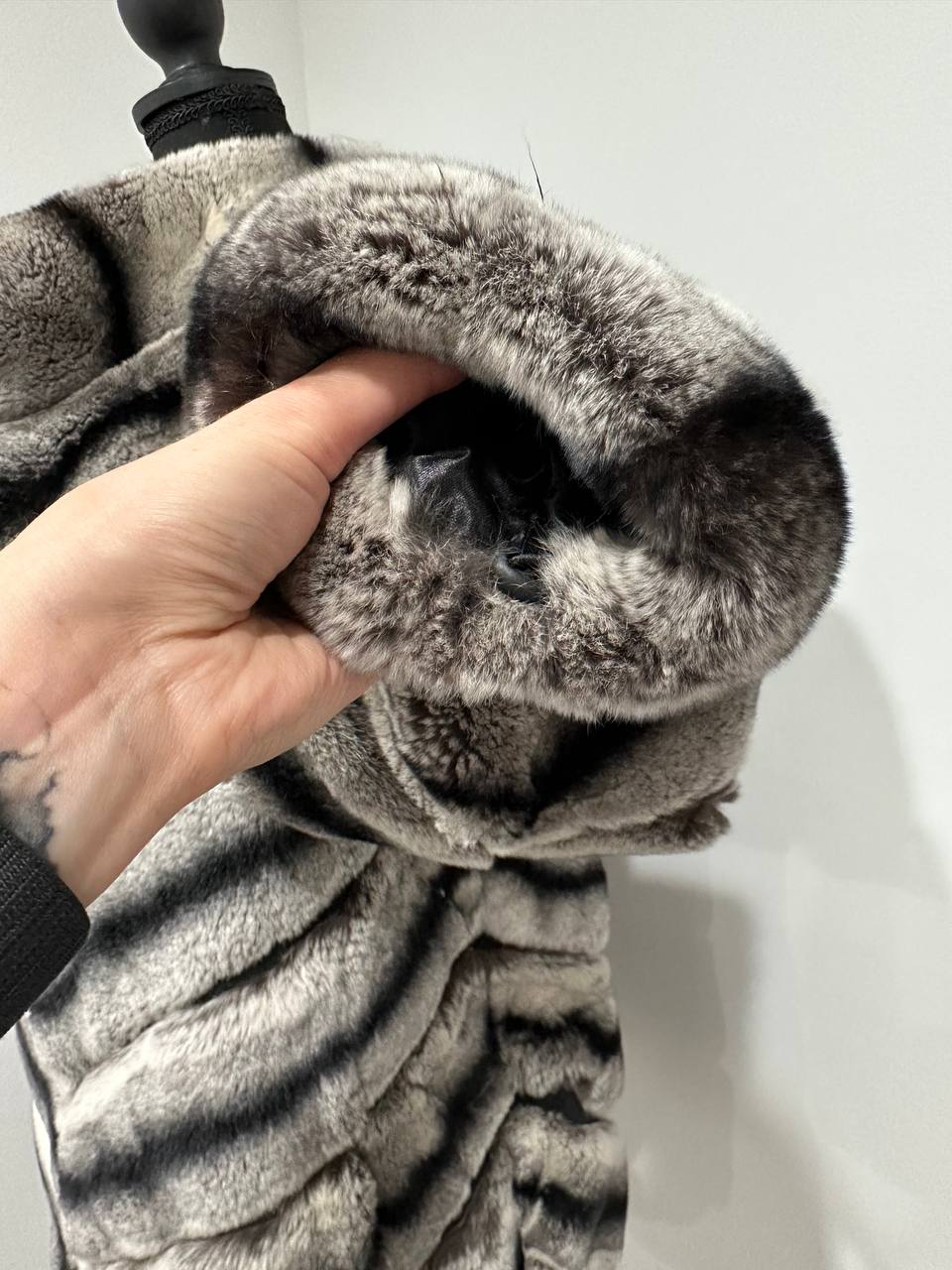 NEW Chinchilla Look Rex Rabbit Fur Jacket – Soft Luxury Coat – Size M 1201139