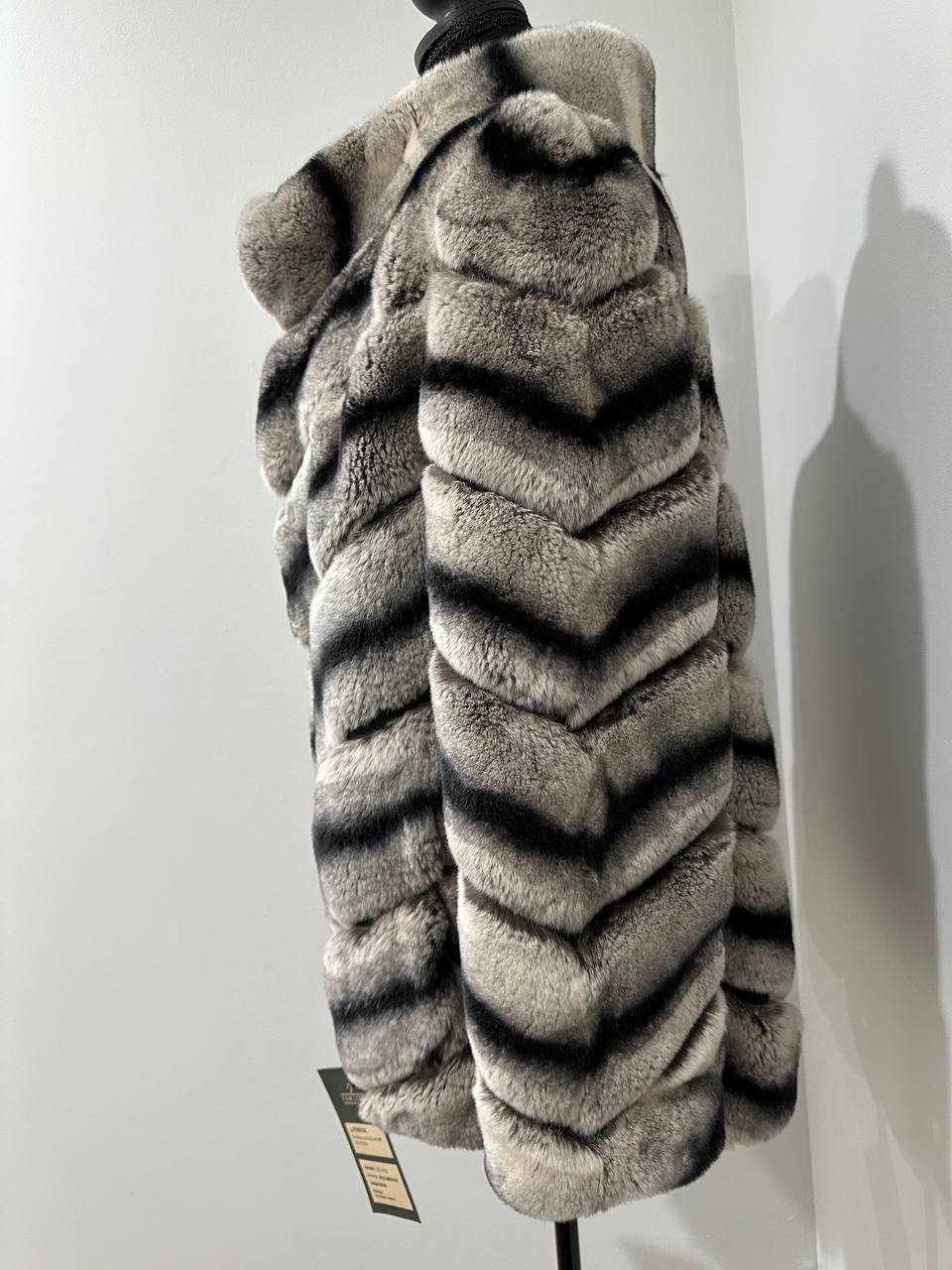 NEW Chinchilla Look Rex Rabbit Fur Jacket – Soft Luxury Coat – Size M 1201139