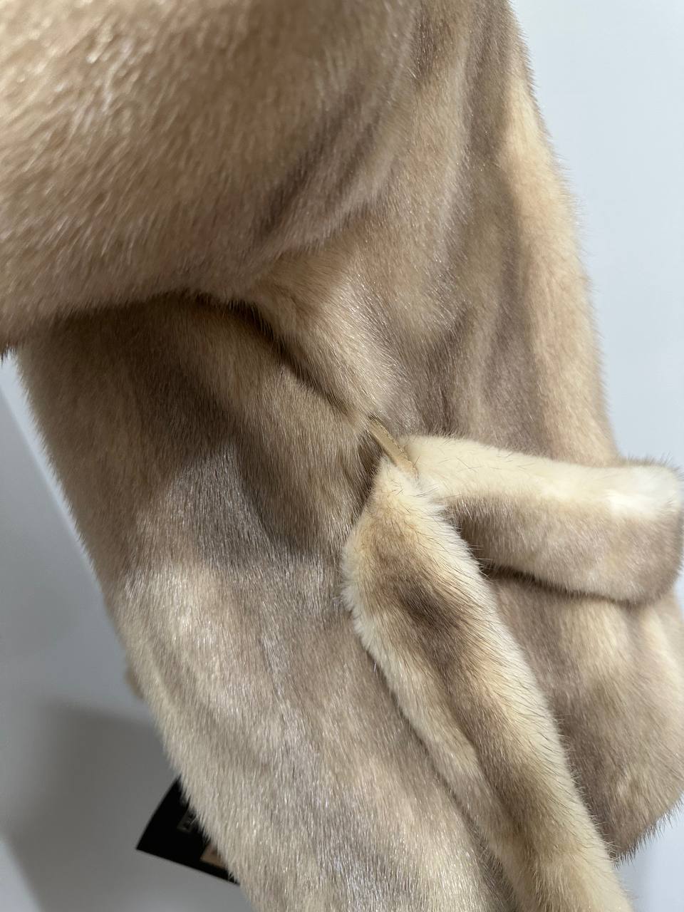 NEW Beige Pastel Mink Fur Jacket – Short Coat Size S 1201136 belted Elegant Warm
