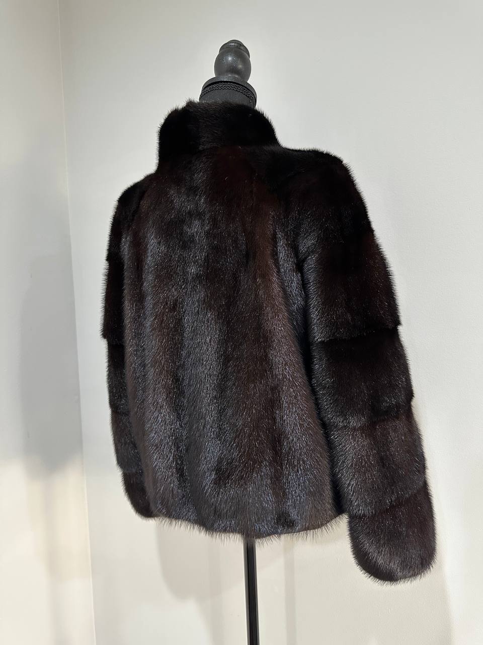 genuine real mink fur coat jacket 1201092 size M new dark brown COLOR NEW