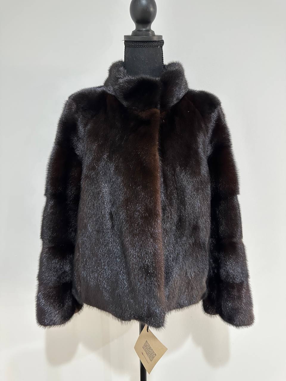 genuine real mink fur coat jacket 1201092 size M new dark brown COLOR NEW
